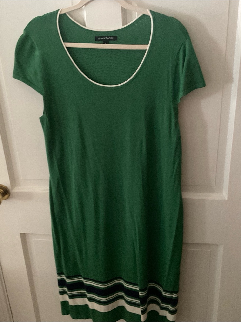 41 Hawthorn Green Scoop Neck Dress with White Trim